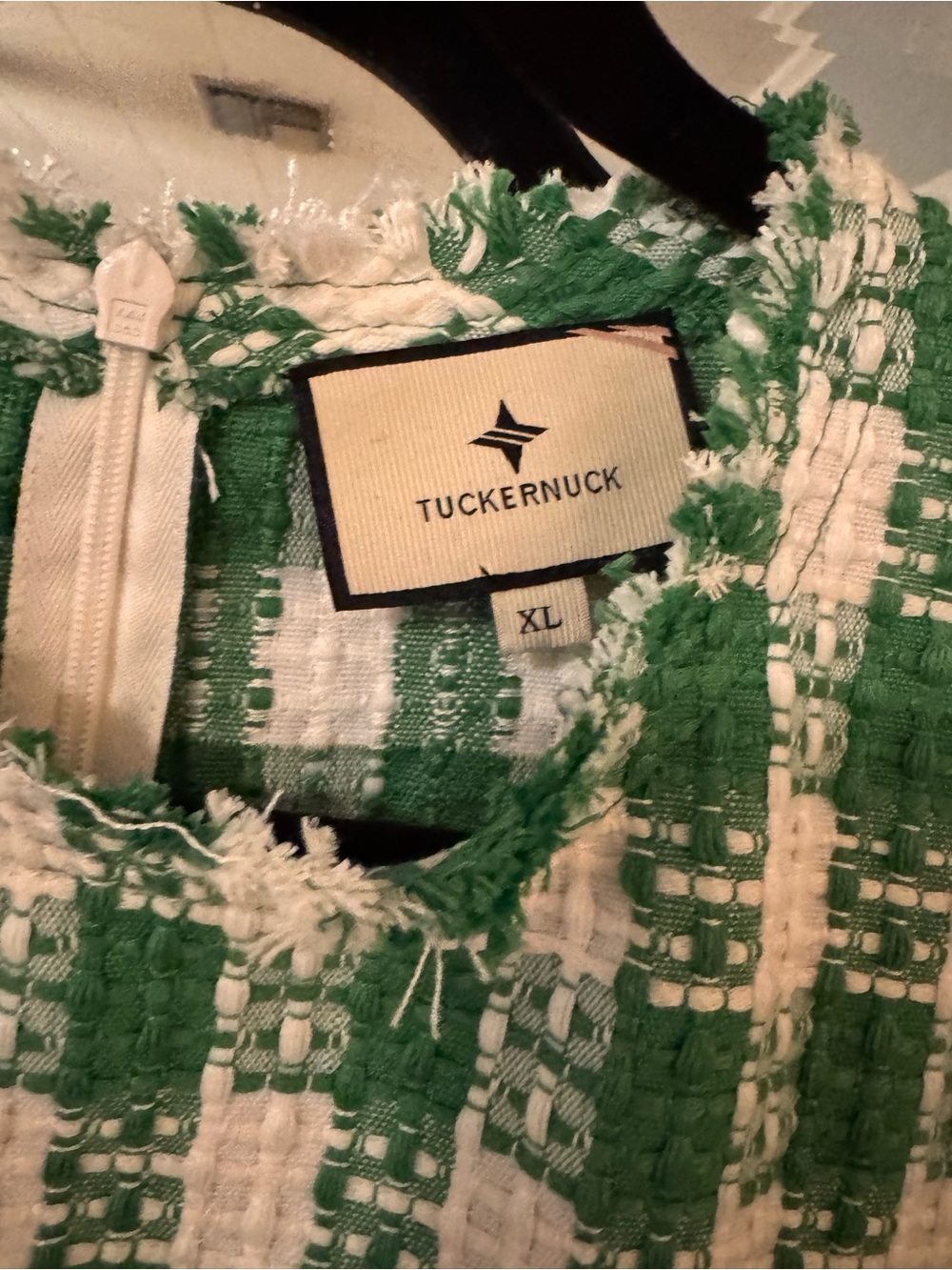 Tuckernuck Green & White Check Tweed Dress NWT - Picture 2 of 13